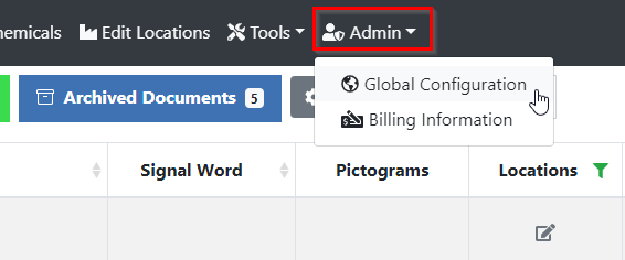 Global Configuration Menu Item