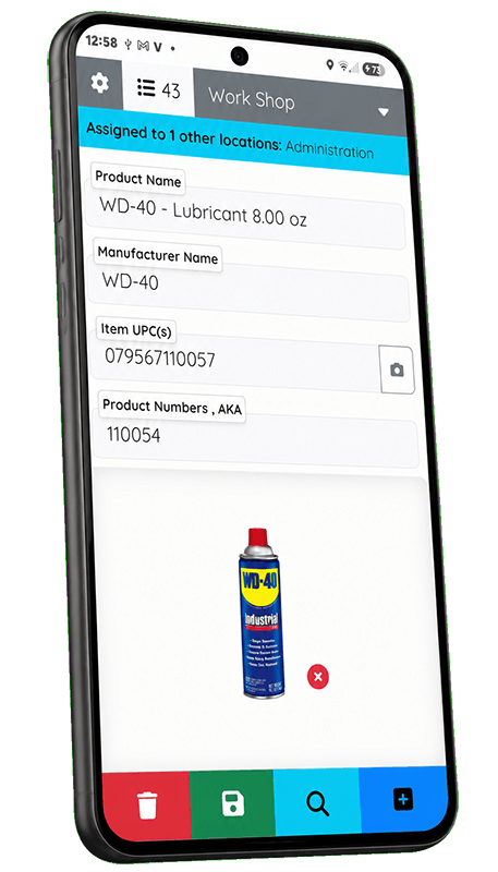 Mobile chemical inventory screen