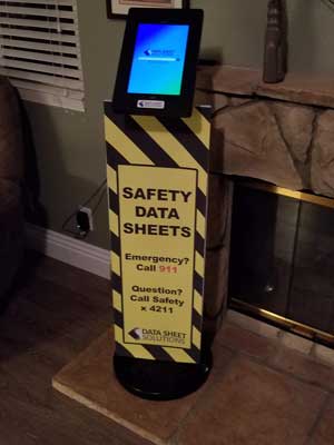 The first Data Sheet Solutions prototype, a tablet station for safety data sheet access